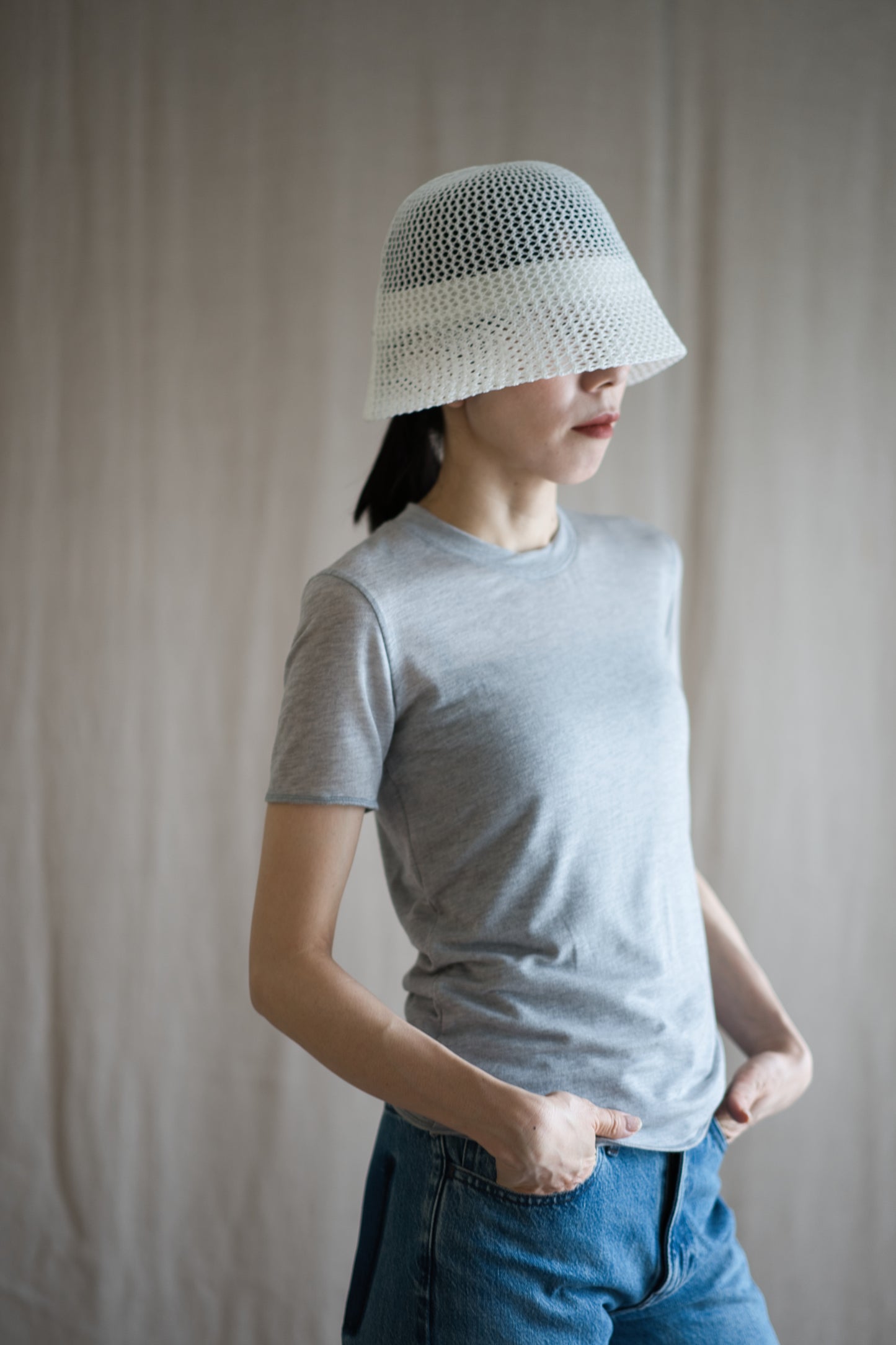 カシミアシルク テンセルTシャツ / Cashmere Silk Tencel T-shirt / Light Gray