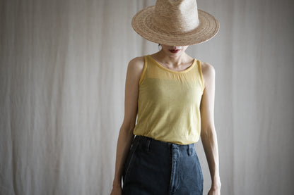カシミアシルク テンセルタンクトップ / Cashmere Silk Tencel Tank-Top / Gold Yellow