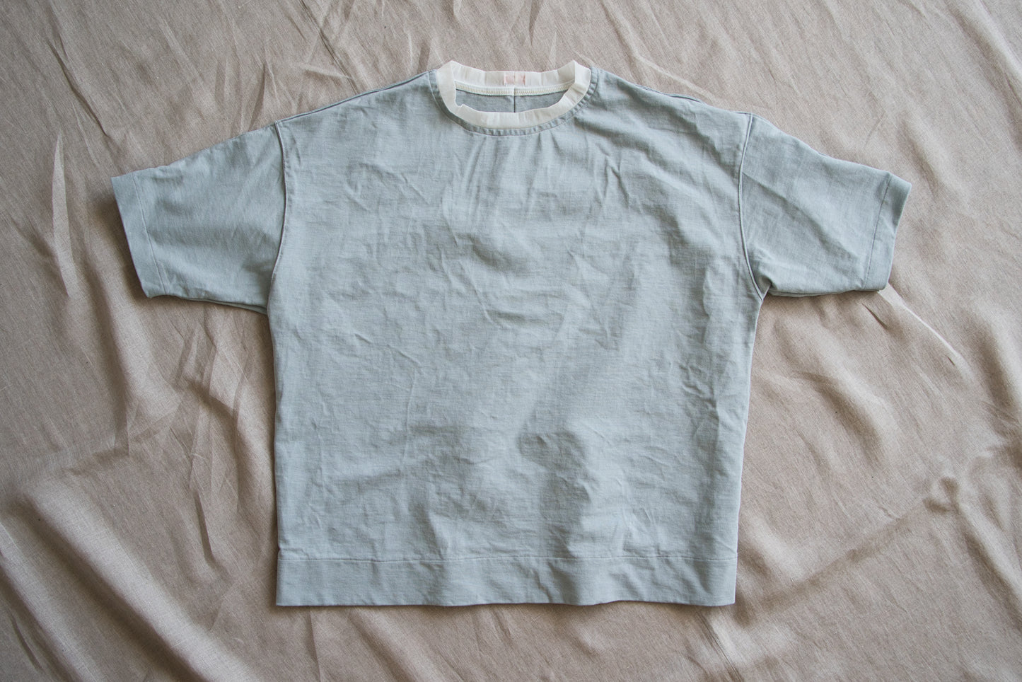 ハードリンガーカットソー/Tight tension ringer cut and sewn/Icegray/white