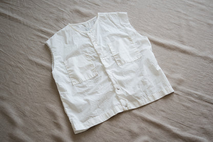 100番手タイプライターノースリーブ/Superfine cotton Sleeveless Top/Off-white
