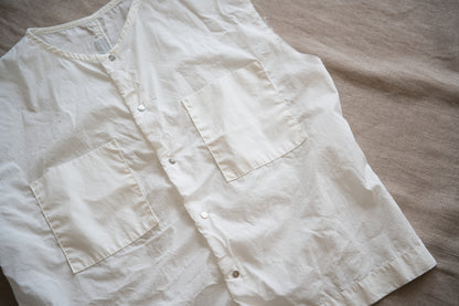 100番手タイプライターノースリーブ/Superfine cotton Sleeveless Top/Off-white