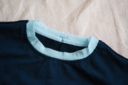 ハードリンガーカットソー/Tight tension ringer cut and sewn/Darknavy/paleblue