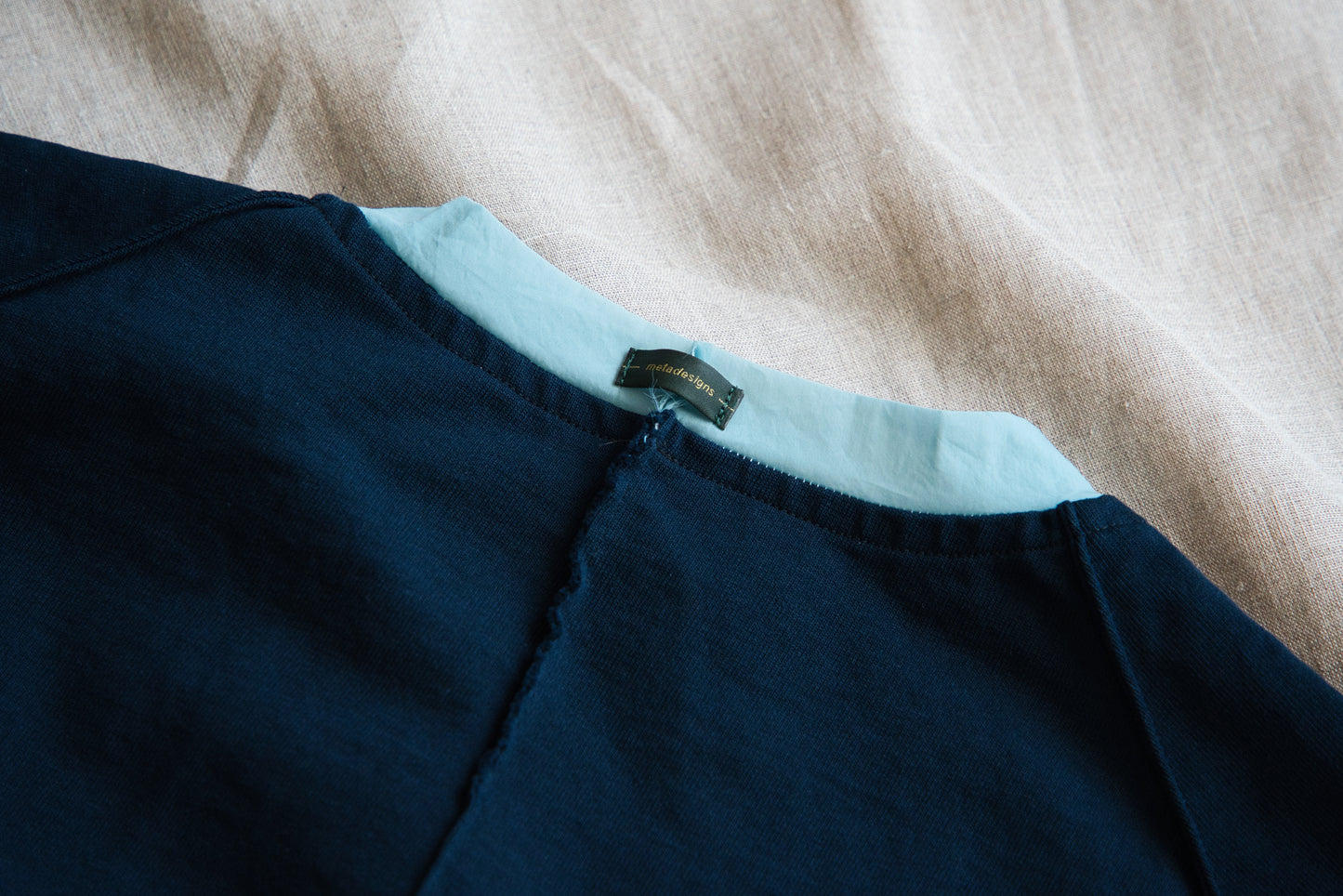 ハードリンガーカットソー/Tight tension ringer cut and sewn/Darknavy/paleblue