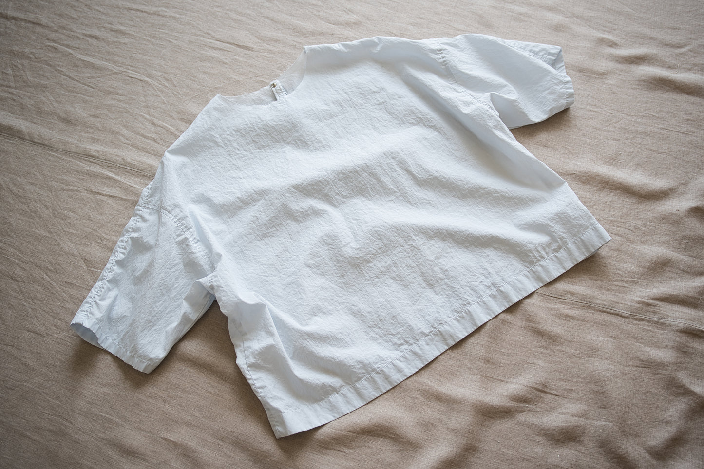 100番手タイプライターTシャツ/Superfine cotton T-shirt/Pale Light Blue