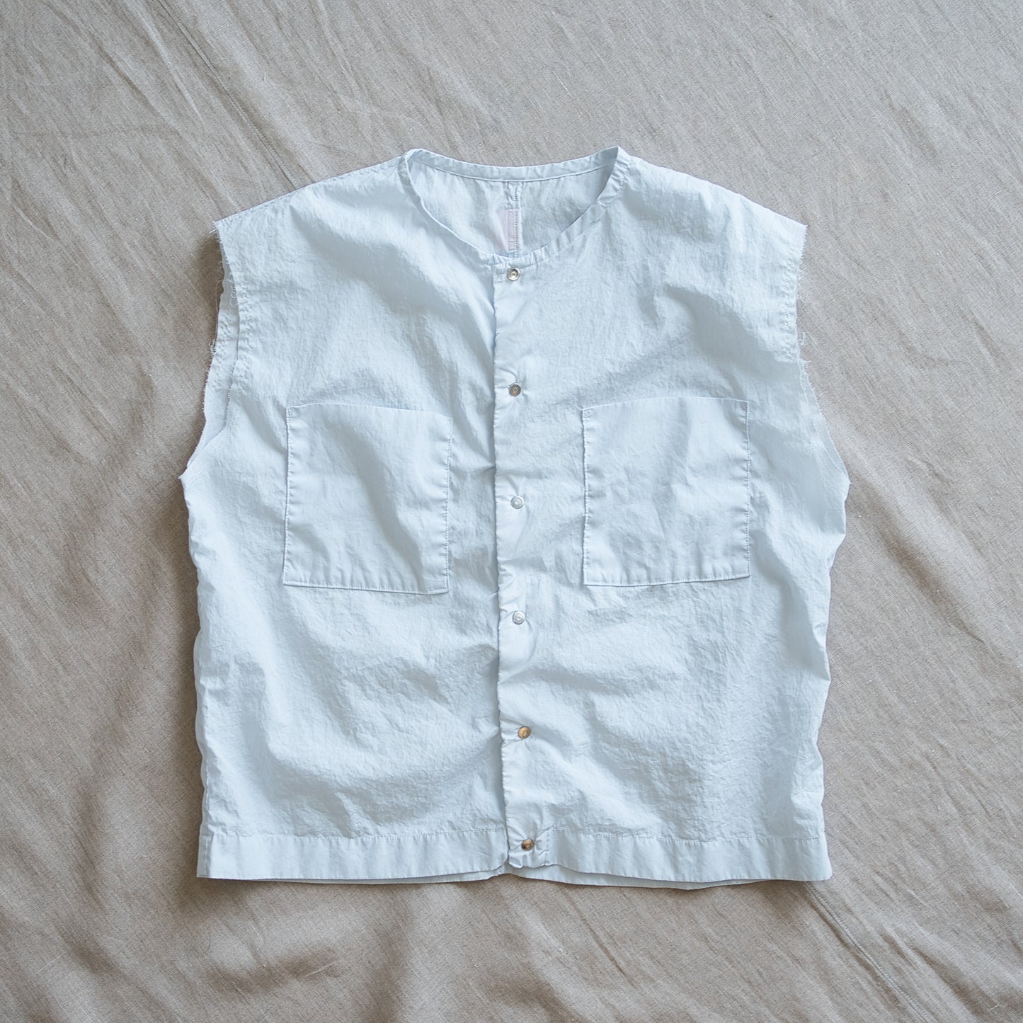 100番手タイプライターノースリーブ/Superfine cotton Sleeveless Top/Pale Light Blue