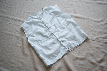 100番手タイプライターノースリーブ/Superfine cotton Sleeveless Top/Pale Light Blue