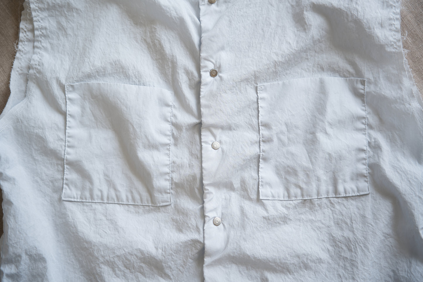 100番手タイプライターノースリーブ/Superfine cotton Sleeveless Top/Pale Light Blue