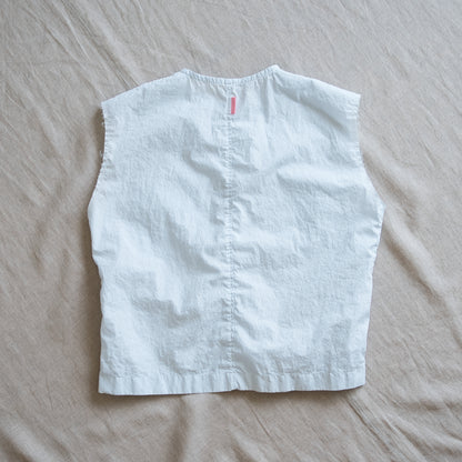 100番手タイプライターノースリーブ/Superfine cotton Sleeveless Top/Pale Light Blue