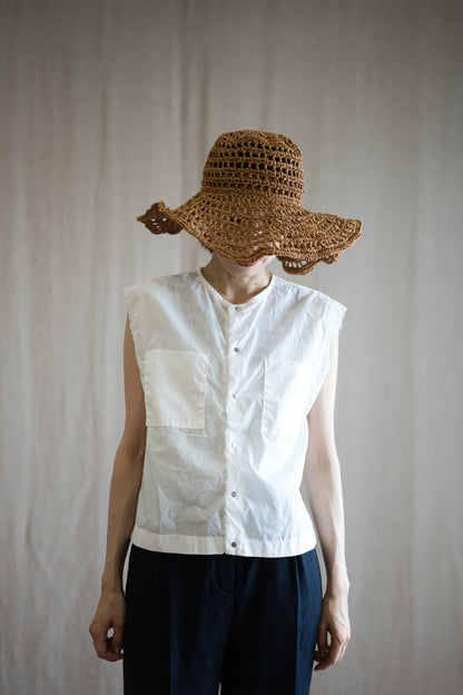 100番手タイプライターノースリーブ/Superfine cotton Sleeveless Top/Off-white
