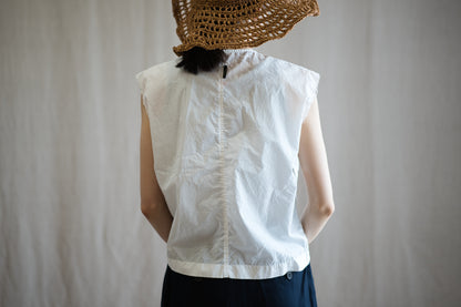 100番手タイプライターノースリーブ/Superfine cotton Sleeveless Top/Off-white
