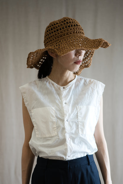 100番手タイプライターノースリーブ/Superfine cotton Sleeveless Top/Off-white