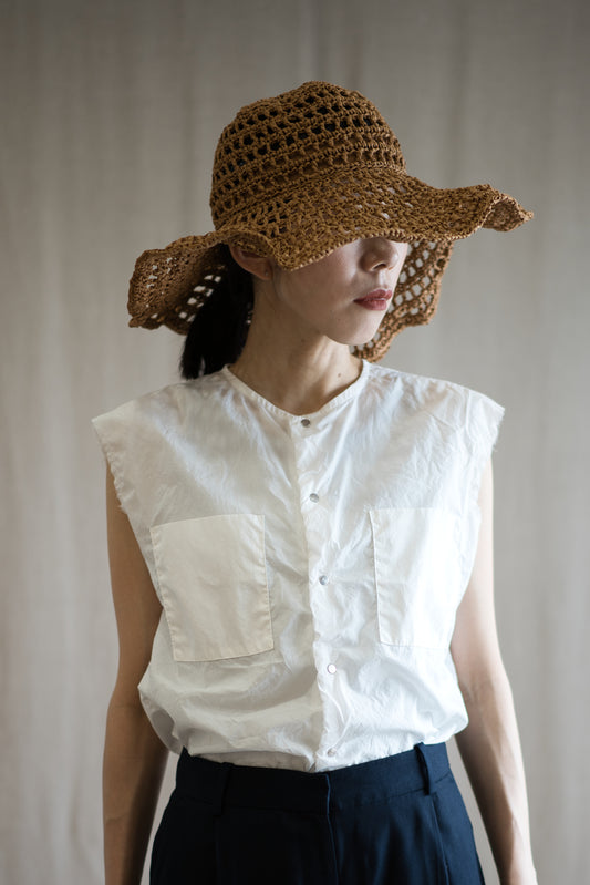 100番手タイプライターノースリーブ/Superfine cotton Sleeveless Top/Off-white