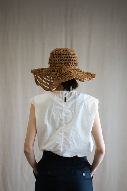 100番手タイプライターノースリーブ/Superfine cotton Sleeveless Top/Off-white
