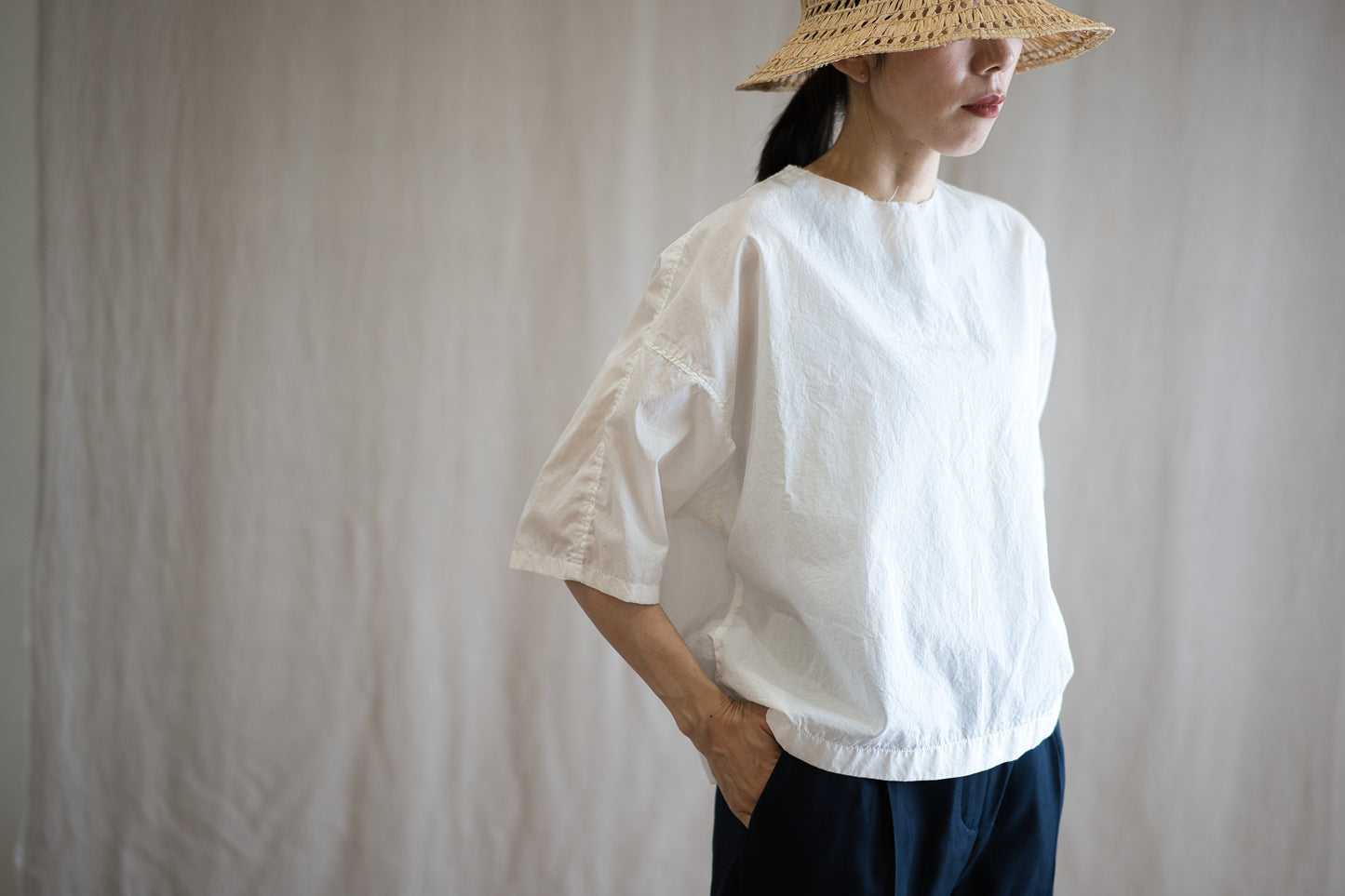 100番手タイプライターTシャツ/Superfine cotton T-shirt/Off-white