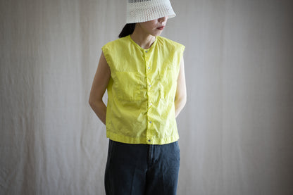 100番手タイプライターノースリーブ/Superfine cotton Sleeveless Top/Lime Green