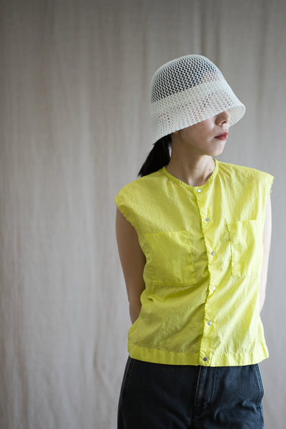 100番手タイプライターノースリーブ/Superfine cotton Sleeveless Top/Lime Green