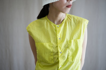100番手タイプライターノースリーブ/Superfine cotton Sleeveless Top/Lime Green