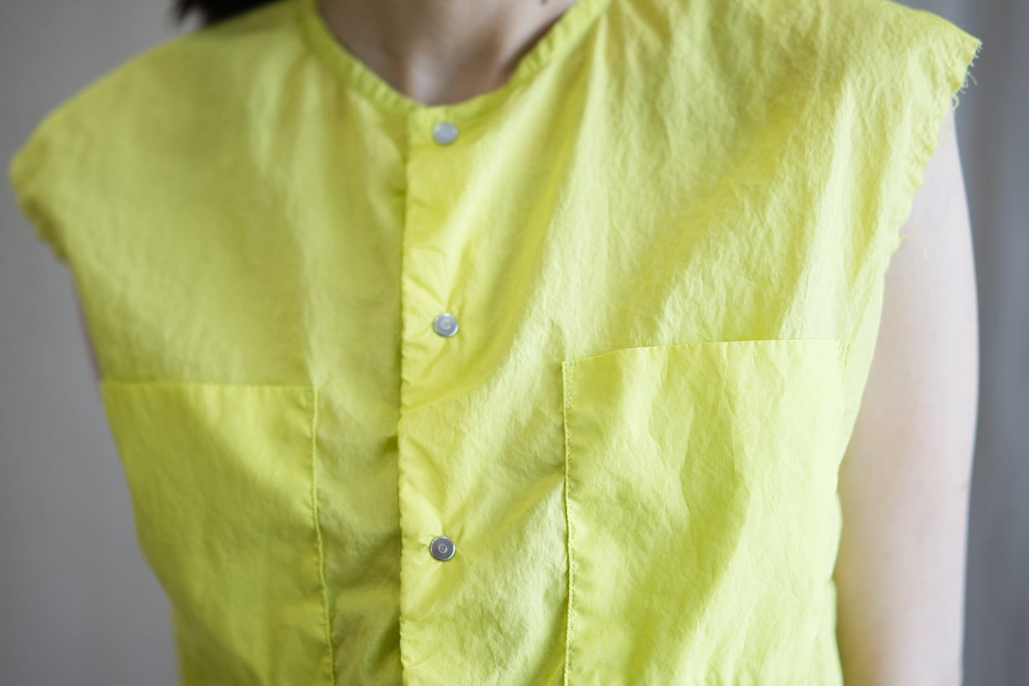 100番手タイプライターノースリーブ/Superfine cotton Sleeveless Top/Lime Green