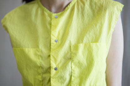 100番手タイプライターノースリーブ/Superfine cotton Sleeveless Top/Lime Green