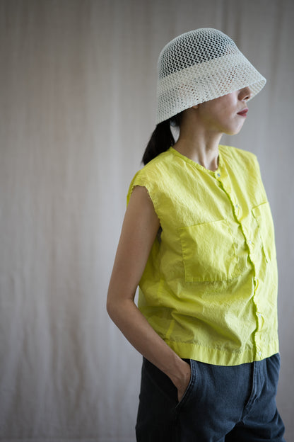 100番手タイプライターノースリーブ/Superfine cotton Sleeveless Top/Lime Green