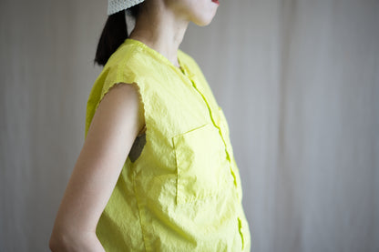 100番手タイプライターノースリーブ/Superfine cotton Sleeveless Top/Lime Green