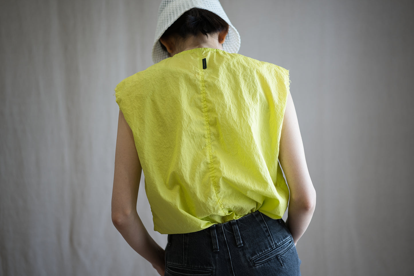 100番手タイプライターノースリーブ/Superfine cotton Sleeveless Top/Lime Green