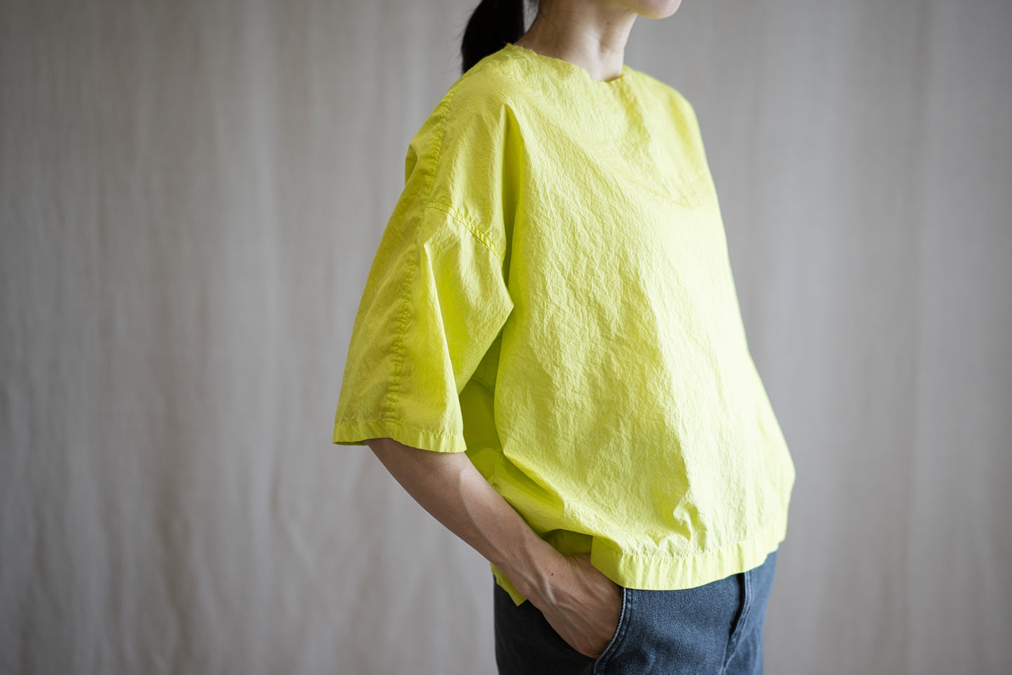 100番手タイプライターTシャツ/Superfine cotton T-shirt/Lime Green