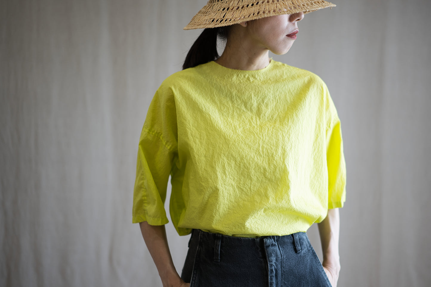 100番手タイプライターTシャツ/Superfine cotton T-shirt/Lime Green