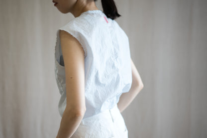 100番手タイプライターノースリーブ/Superfine cotton Sleeveless Top/Pale Light Blue