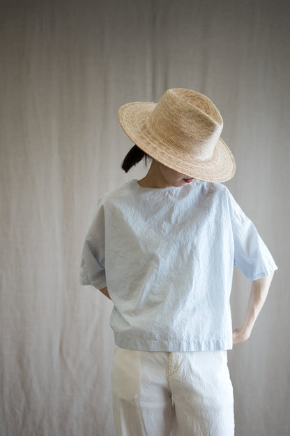 100番手タイプライターTシャツ/Superfine cotton T-shirt/Pale Light Blue