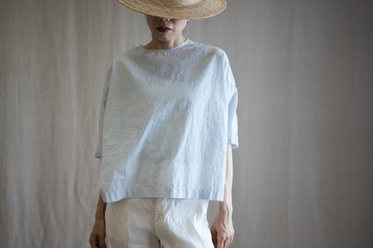 100番手タイプライターTシャツ/Superfine cotton T-shirt/Pale Light Blue