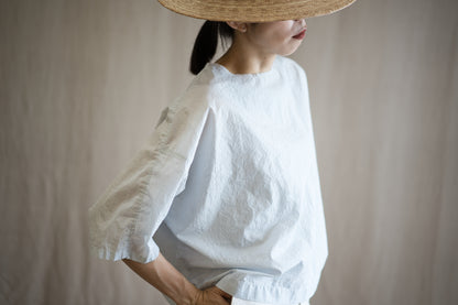 100番手タイプライターTシャツ/Superfine cotton T-shirt/Pale Light Blue