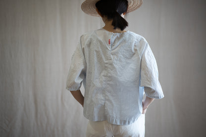 100番手タイプライターTシャツ/Superfine cotton T-shirt/Pale Light Blue