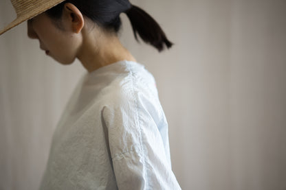 100番手タイプライターTシャツ/Superfine cotton T-shirt/Pale Light Blue