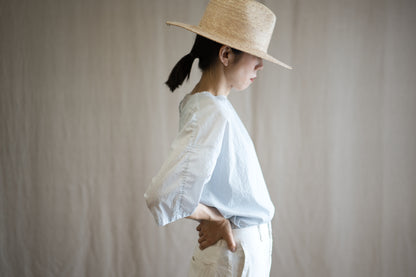 100番手タイプライターTシャツ/Superfine cotton T-shirt/Pale Light Blue