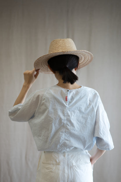 100番手タイプライターTシャツ/Superfine cotton T-shirt/Pale Light Blue