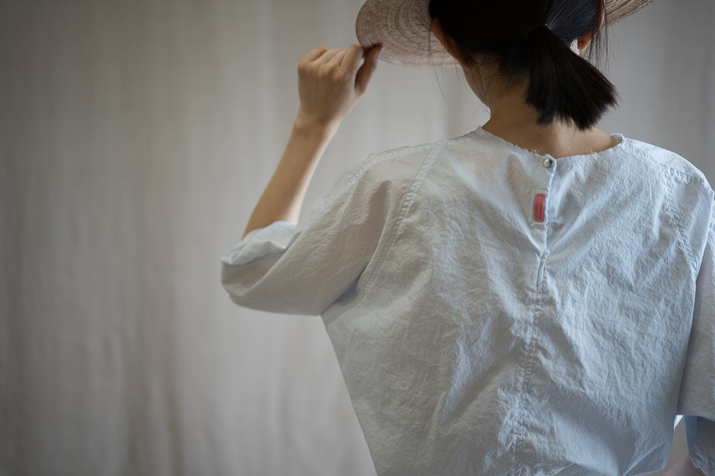 100番手タイプライターTシャツ/Superfine cotton T-shirt/Pale Light Blue