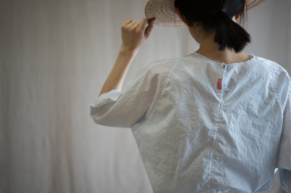 100番手タイプライターTシャツ/Superfine cotton T-shirt/Pale Light Blue