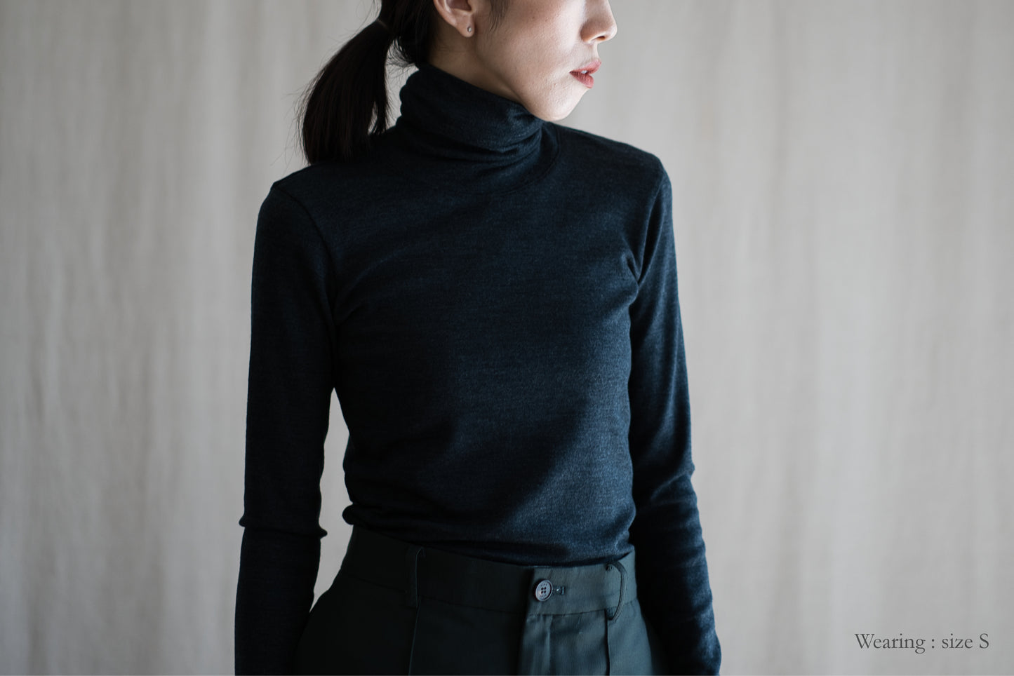 SUPER 100'S WOOL リブタートル/SUPER 100'S WOOL Rib Turtle/Charcoal