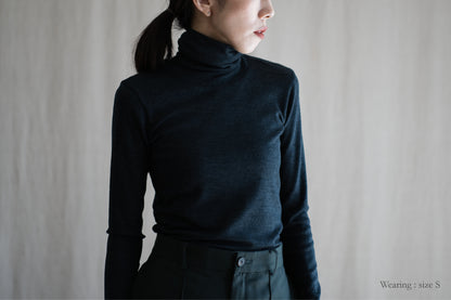 SUPER 100'S WOOL リブタートル/SUPER 100'S WOOL Rib Turtle/Charcoal
