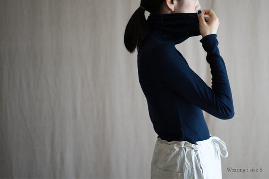SUPER 100'S WOOL リブタートル/SUPER 100'S WOOL Rib Turtle/Navy