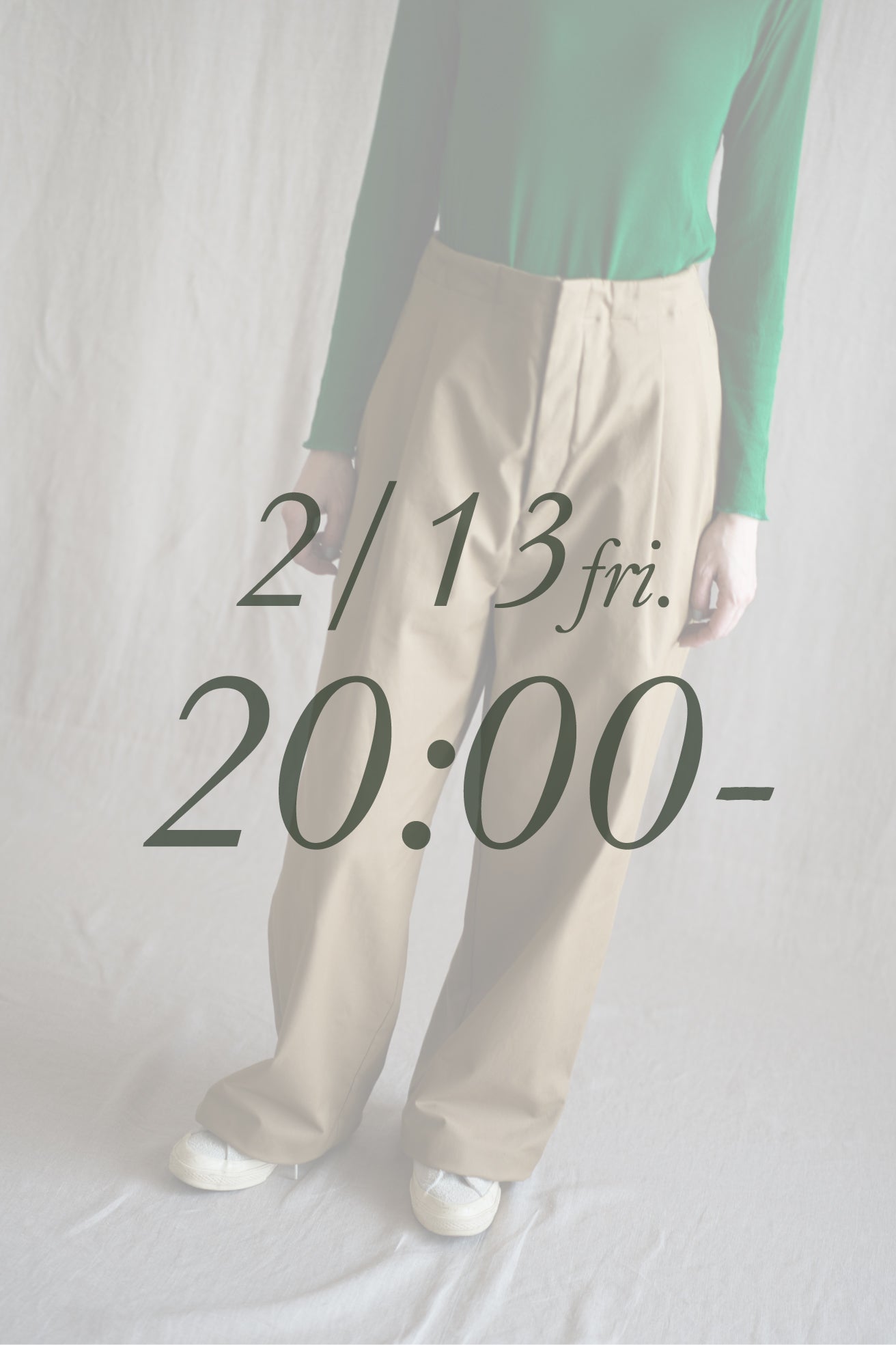 Cotton Twill W Tuck Pants/Beige