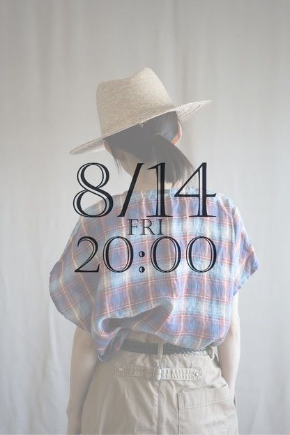 Normandy Linen Wide-Cut T-Shirt /Multi Checkered