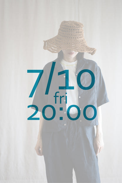 Oxford Linen Half-sleeved Shirt/Night Navy