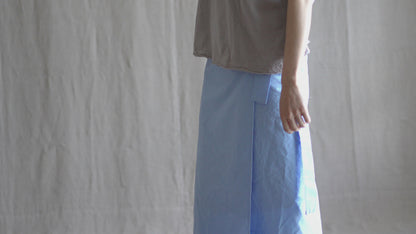 高密度コットンラップスカート/High-density cotton wrap skirt/Pale blue